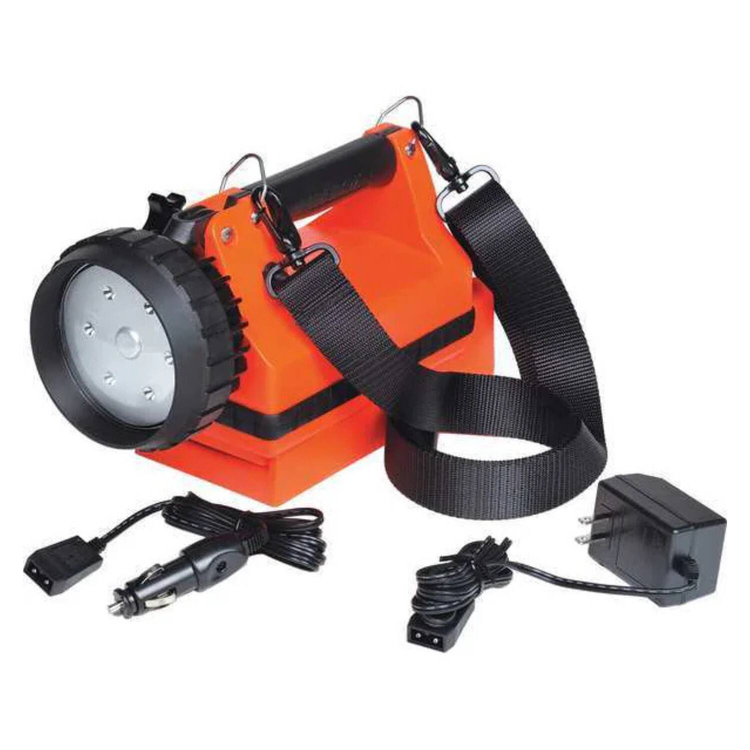 Angle. Streamlight - Streamlight E-Flood LiteBox Standard System - 120V/100V AC/12V DC - Includes shoulder strap & mounting rack - Orange - Orange.
