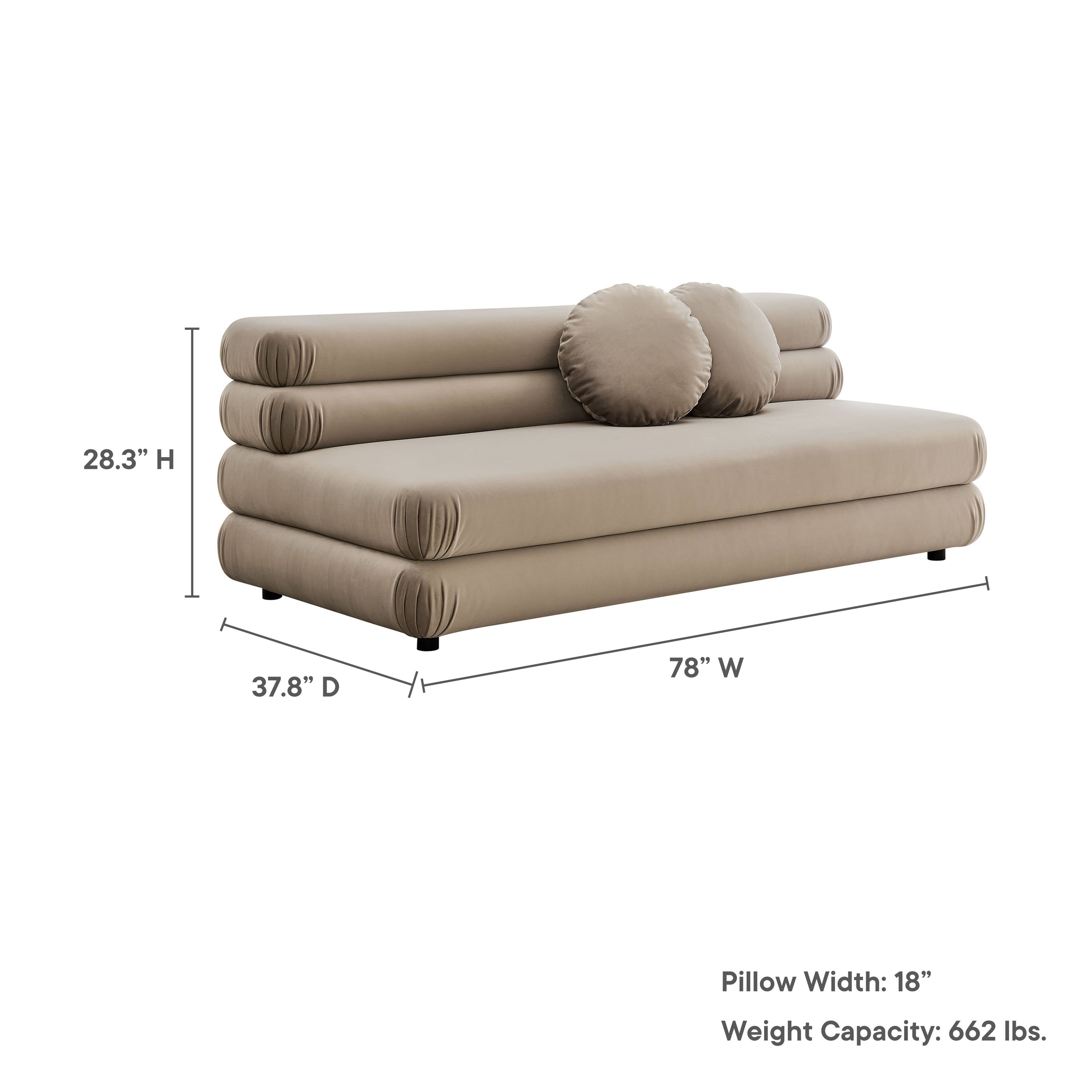 28.3" H 37.8" D 78" W Pillow Width: 18" Weight Capacity: 662 lbs.