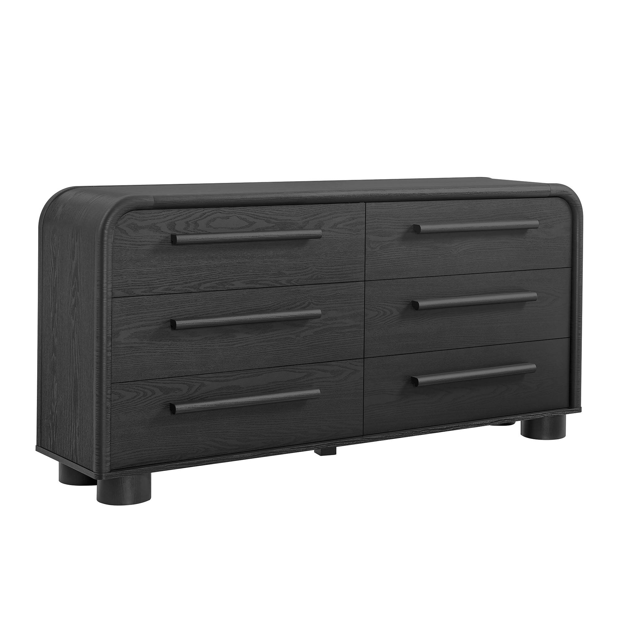 Angle. Modway - Bellamy Curved 6-Drawer Dresser by Modway - Black Oak.
