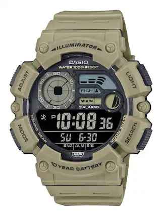 ILLUMINATOR
CASIO
WATER 100M RESIST
ADJUST
LIGHT
FISH
MOON
3 ALARMS
FISHING GEAR
MOON-PHASE
SEARCH
SNZ ALM SIG
BATTERY
10 YEAR
ILLUMINATOR
LIGHT
MODE