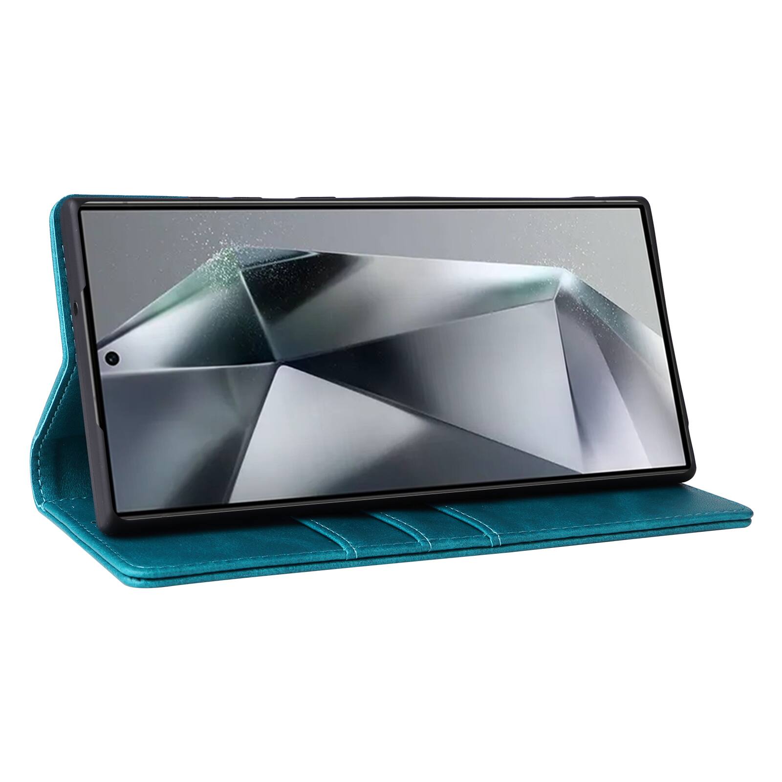 Alt View 1. Dteck - Case for Samsung Galaxy S25 Ultra,Wallet Case with Card Holder for Women Men,Shockproof PU Leather Flip Kickstand Cover - Bluegreen.