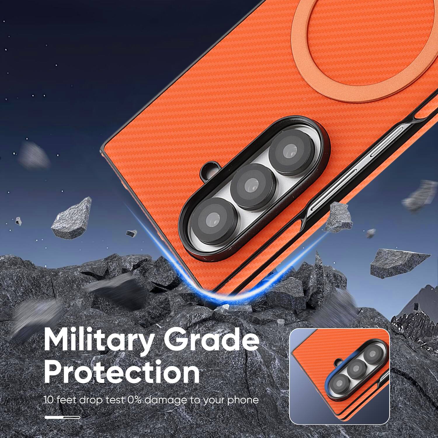 Military Grade Protection  
10 feet drop test 0% damage to your phone