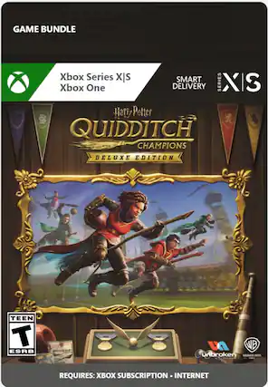GAME BUNDLE X Xbox Series X | S SMART Xbox One DELIVERY SERIES X S Harry Potter QUIDDITCH CHAMPIONS DELUXE EDITION TEEN T ESRB SURL WHH 800 M WB Cunbroken WARNER BROS REQUIRES: XBOX SUBSCRIPTION INTERNET - T (Teen 13+)