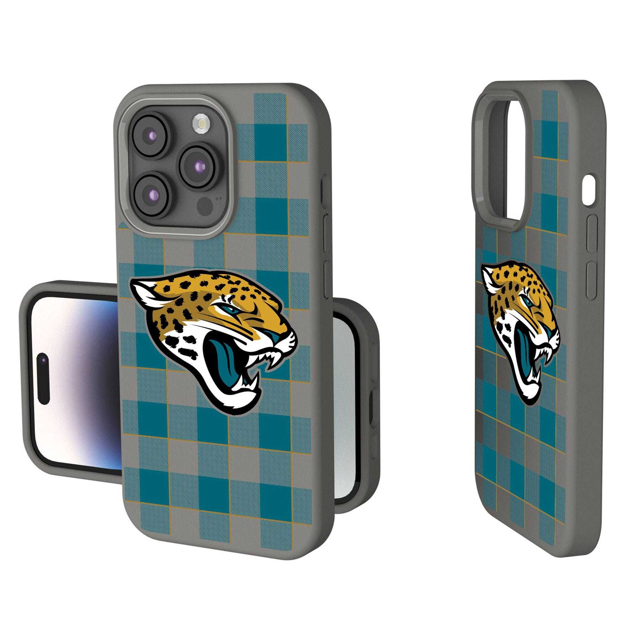 Front. Keyscaper - Plaid Soft Touch iPhone Case - 14 Pro Max - Gray.