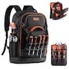 Front. VEVOR - Tool Backpack, 65 Pockets, Heavy-duty Tools Storage Organizer Work Bags with Laptop Compartment & Molded Base - Black & Orange.