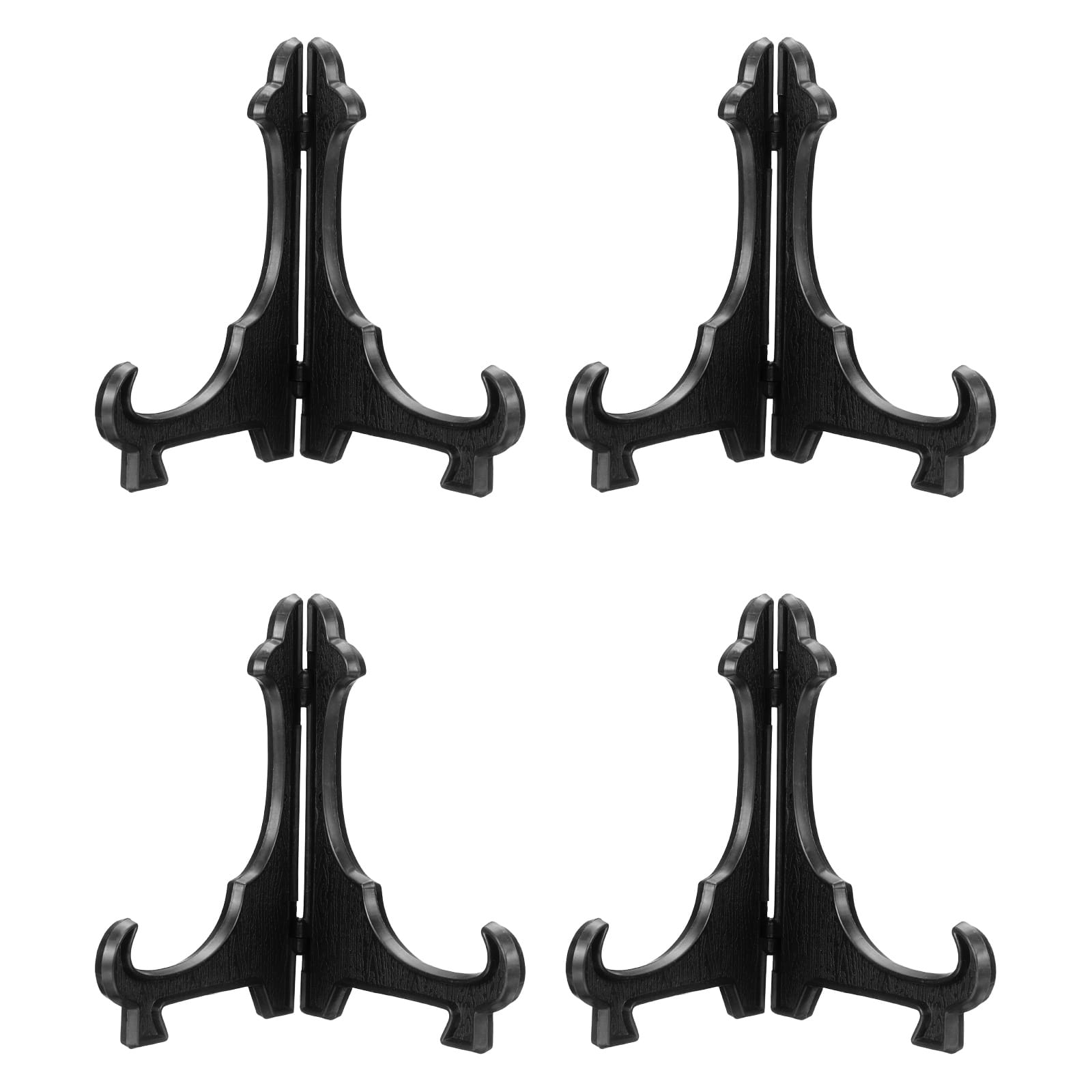Unique Bargains - 4pcs Acrylic Easels Plate Stands 3.94 Inch Folding Display Holder for Frames Pictures Magazines - Black