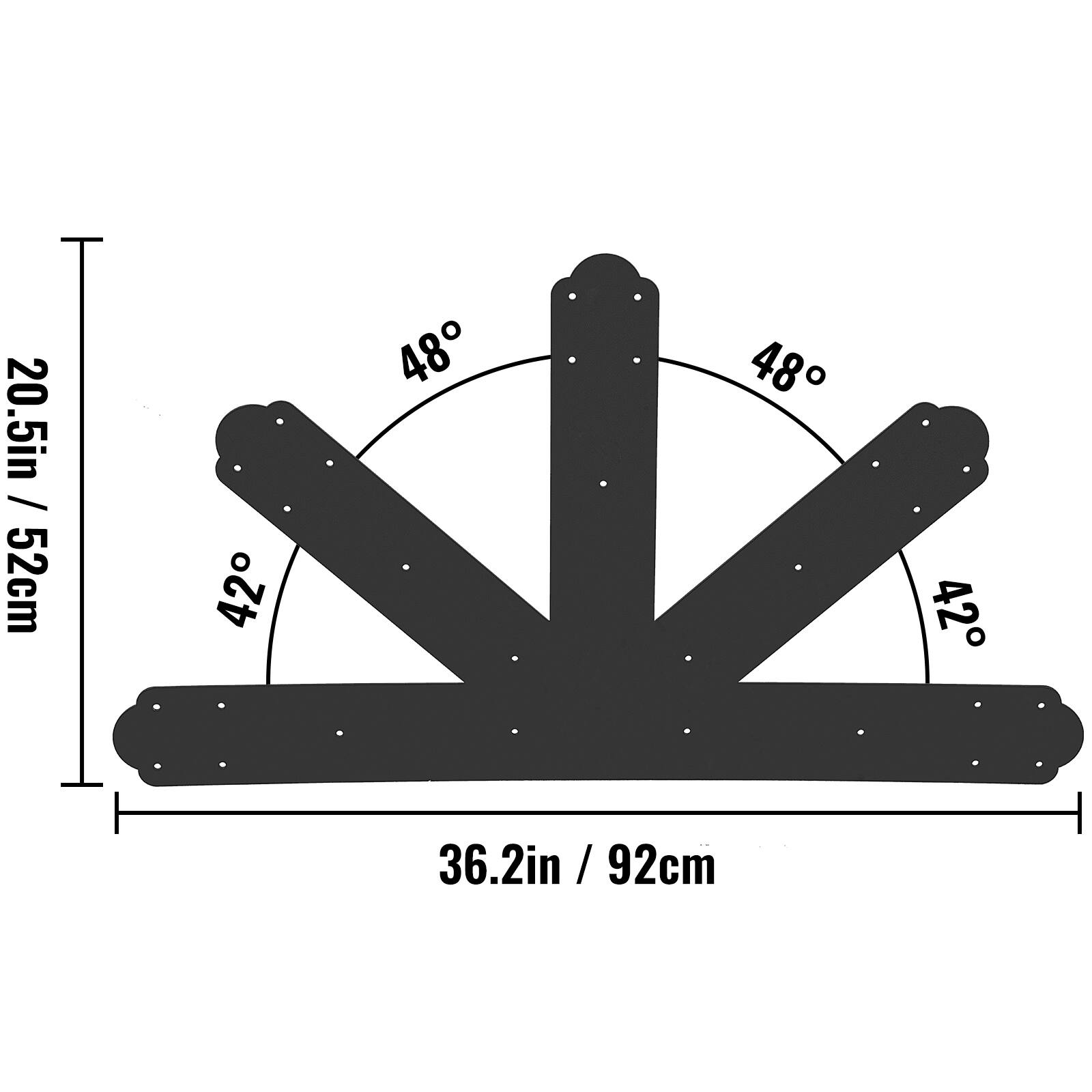 52cm / 20.5in  
42° 48° 48° 42°  
36.2in / 92cm