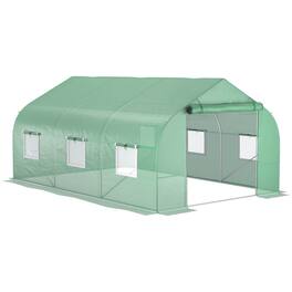 Outsunny - 11.5' x 10' x 6.5' Outdoor Portable Walk-In Tunnel Greenhouse with Windows-Deep - Green