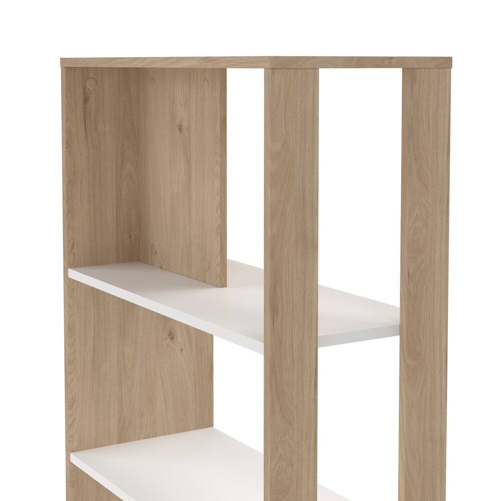 Alt View 2. Tvilum - Sign 5 Shelf Bookcase Room Divider, Jackson Hickory/White - Brown.