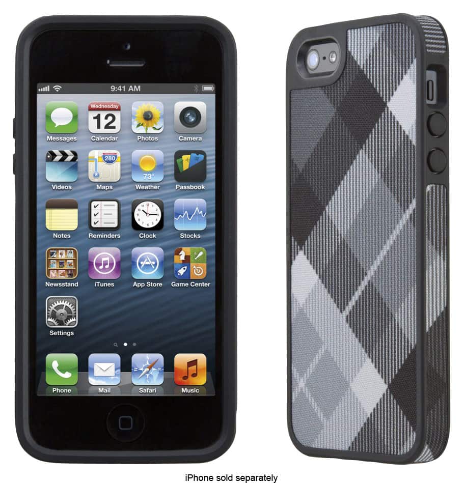 Speck - FabShell Case for Apple® iPhone® SE, 5s and 5 - MegaPlaid Black - Larger Front
