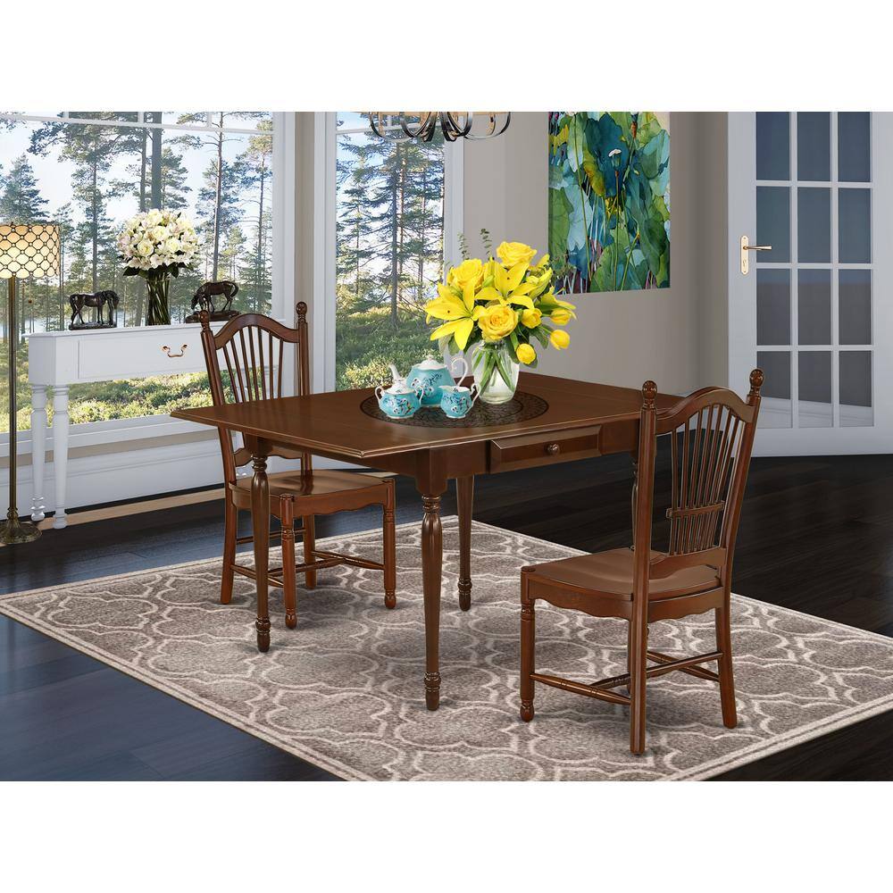 Angle. East West Furniture - Dining Room Set Mahogany - Brown.