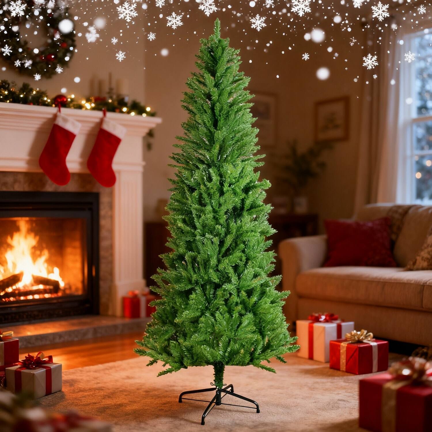 Alt View 2. Lirago - 7FT Classic Pencil Artificial Christmas Tree for Holiday Deco - Green.