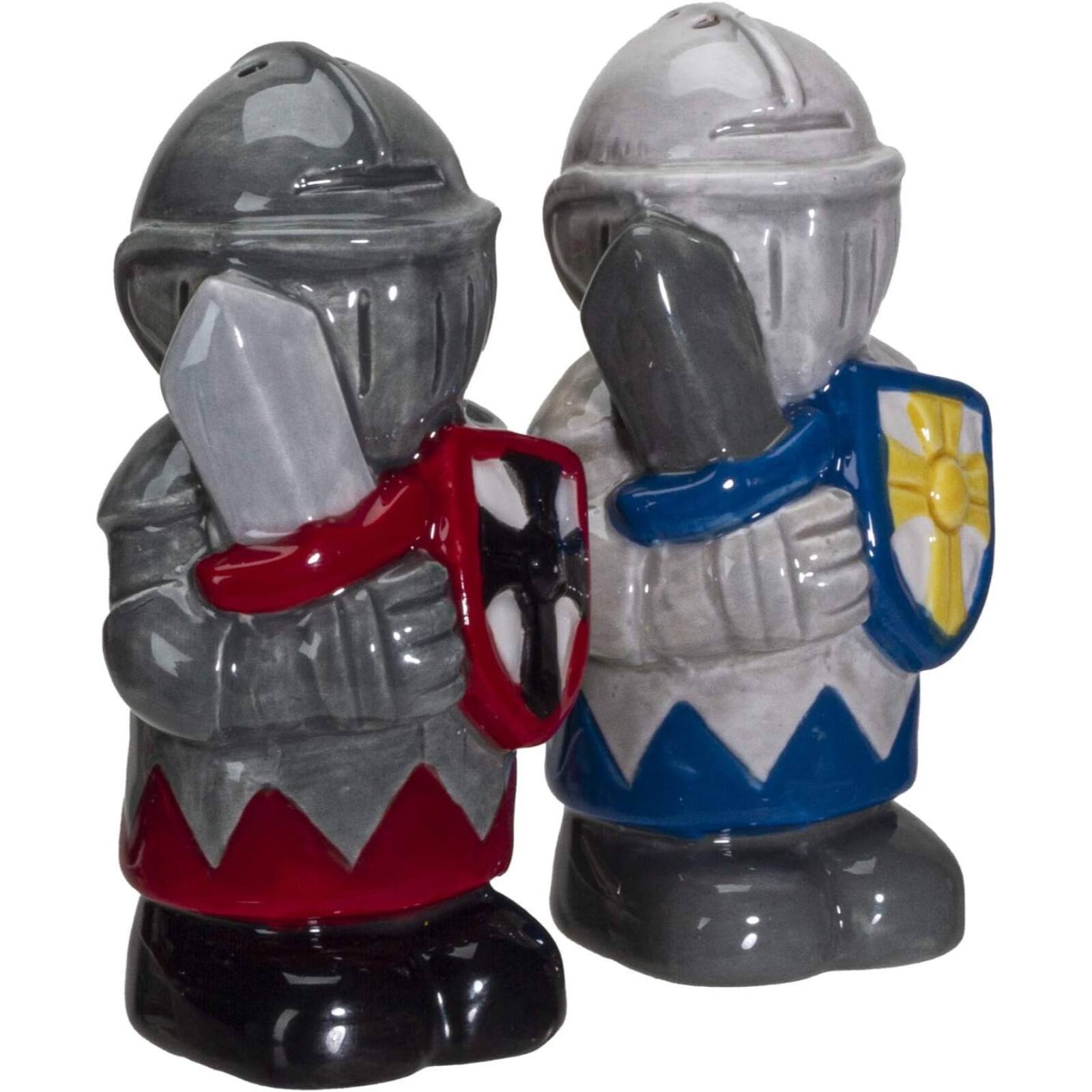 Back. Pacific Trading - White And Black Knights Ceramic Magnetic Salt and Pepper Shakers Set - Multicolor.