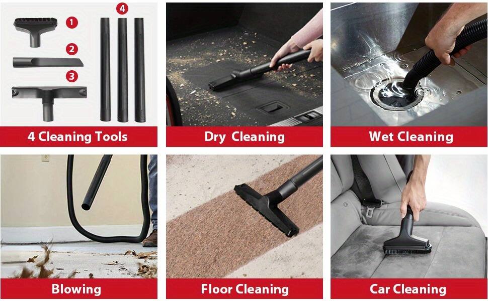 1. 4 Cleaning Tools
2. Dry Cleaning
3. Wet Cleaning
4. Blowing
5. Floor Cleaning
6. Car Cleaning