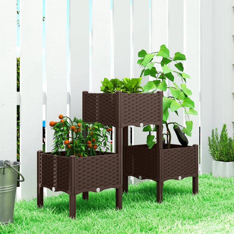 Alt View 1. PULUZ - Plastic Raised Garden Bed with Legs, Self Watering Elevated Planter Boxes with Drainage Holes and Plugs, Easy Assembly.