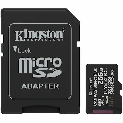 Kingston TECHNOLOGY
Lock microSD ADAPTER
CANVAS Select Plus
256GB
A1
SDCS3/256GB
V10
00000-000.X00LFXX
Kingston
SDC3S256GB
TAIWAN
01234 56789