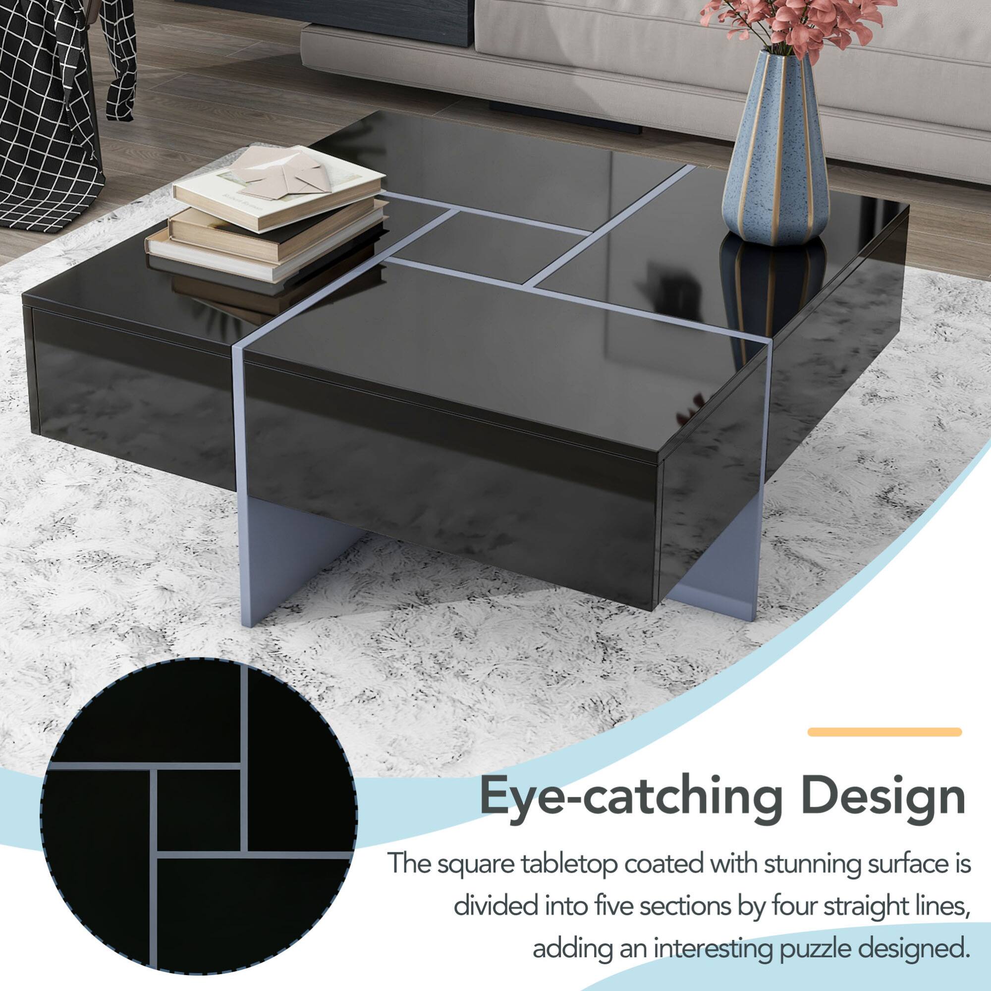 Eye-catching Design

The square tabletop coated with stunning surface is divided into five sections by four straight lines, adding an interesting puzzle designed.