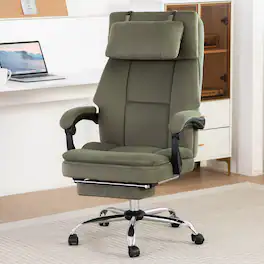 GOODSILO - Executive Office Chair with Footrest & Removable Headrest, High Back Ergonomic Computer Desk Chair Work Chair - Green