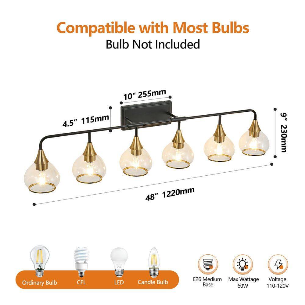 Compatible with Most Bulbs  
Bulb Not Included  

10" 255mm  
4.5" 115mm  
9" 230mm  
48" 1220mm  

Ordinary Bulb  
CFL  
LED  
Candle Bulb  

E26 Medium Base  
Max Wattage 60W  
Voltage 110-120V