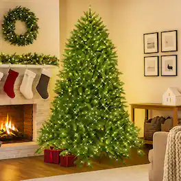 BreeBe - LED Lighted Fir Christmas Tree 5FT/6FT with Full Branch Design - Green