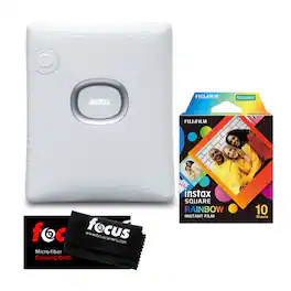 Fujifilm - INSTAX Square Link Instant Smartphone Printer (White) with Rainbow Film