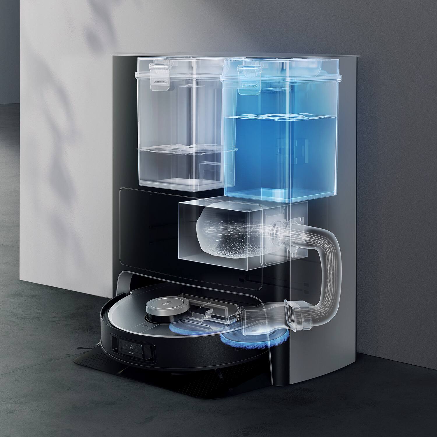 Alt View Zoom 12. ECOVACS Robotics - DEEBOT X1 OMNI Robot Vacuum & Mop with Auto Empty and Refill, Laser Mapping, AI Object Recognition and Self Clean - BLACK + SILVER.