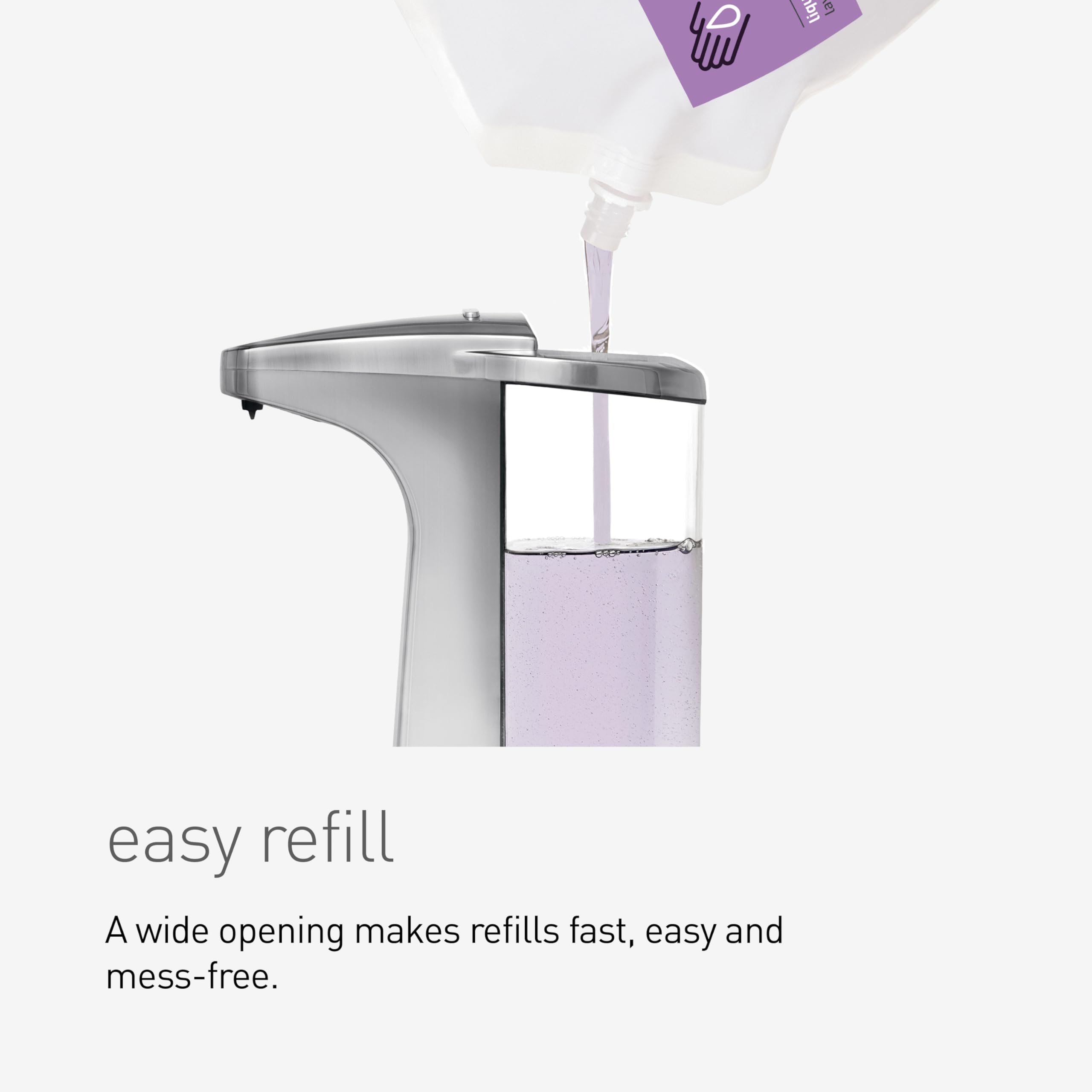 easy refill

A wide opening makes refills fast, easy and mess-free.