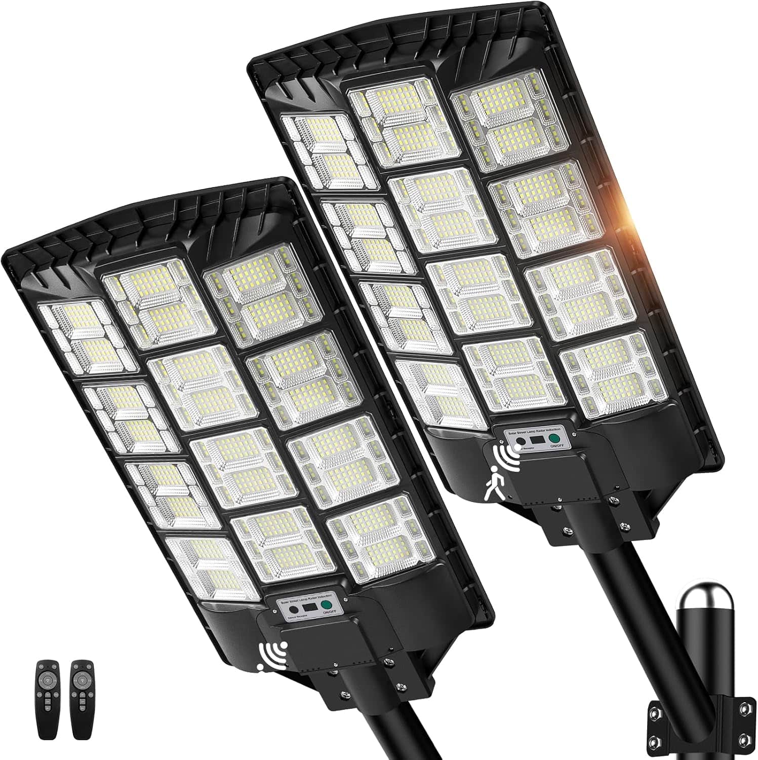 Nordic Hygge - 9800W Outdoor Solar Street Lights Replacement, 750000LM Solar Powered Flood Lights Waterproof - Black