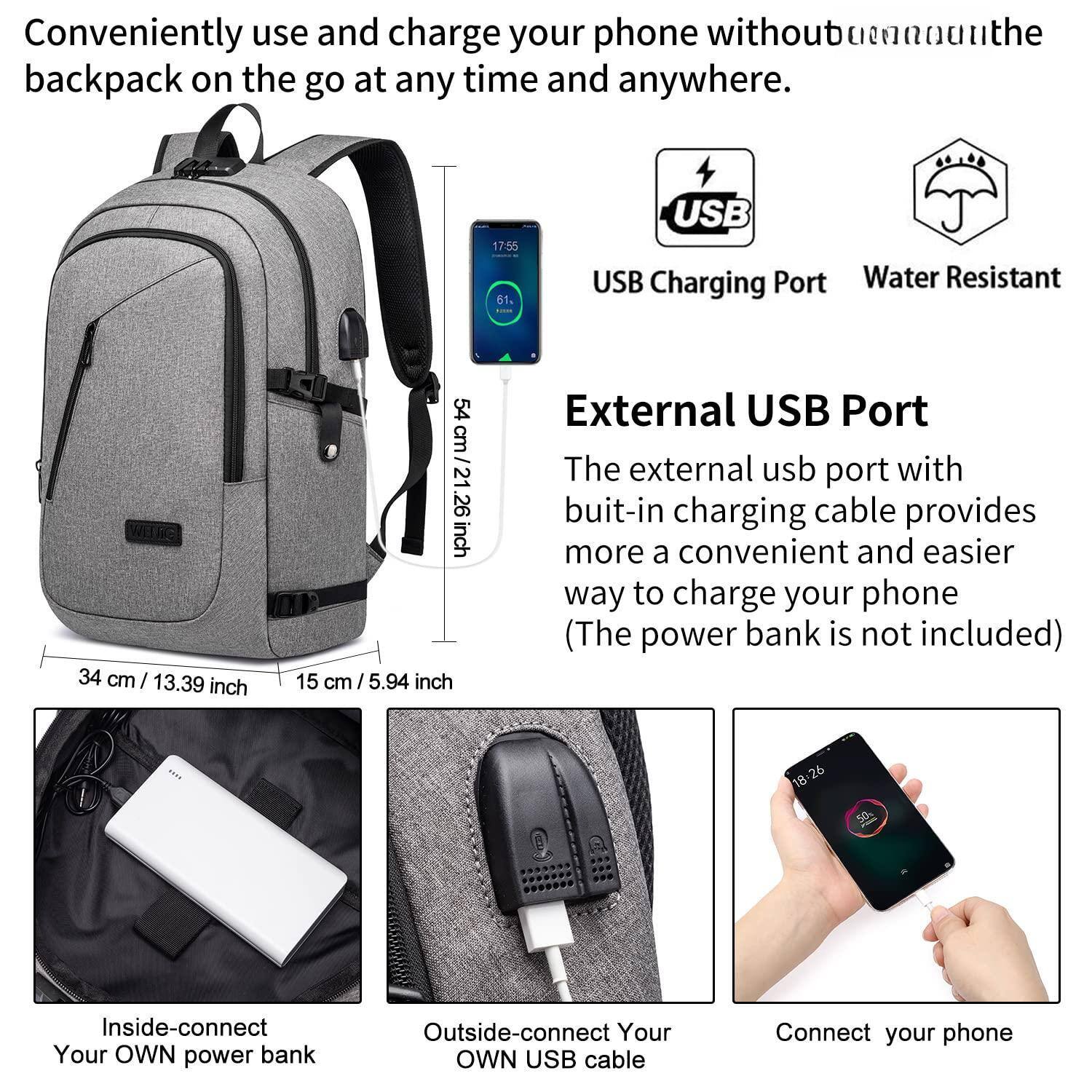 Left. Live At Space - Large Travel Laptop Backpack Water Resistant Anti theft 17inch Bag With Usb Charging Port And Lock Big Business For Men - Black-15.6.