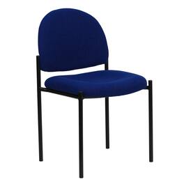 Emma + Oliver - Comfort Stackable Steel Side Reception Chair - Navy Fabric
