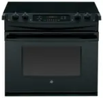 Front. GE - 4.4 Cu. Ft. Self-Cleaning Drop-In Electric Range - Black.