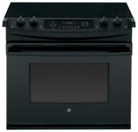 GE - 4.4 Cu. Ft. Self-Cleaning Drop-In Electric Range - Black - Front_Zoom