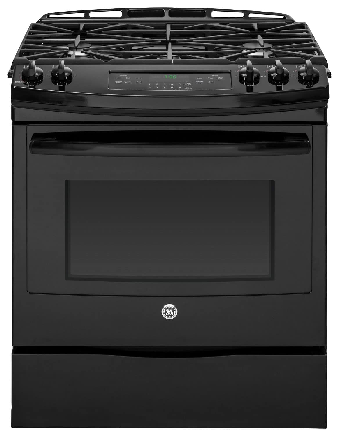 GE - 5.6 Cu. Ft. Self-Cleaning Slide-In Gas Convection Range - Black-Front_Standard 