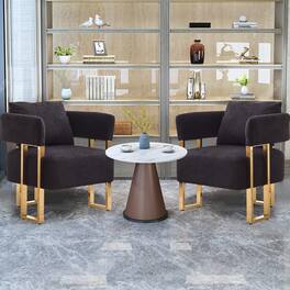 GOODSILO - Modern Decorative Chair Set with Gold Metal Legs and Plush Upholstery for Living Room and Office - Black+Gold