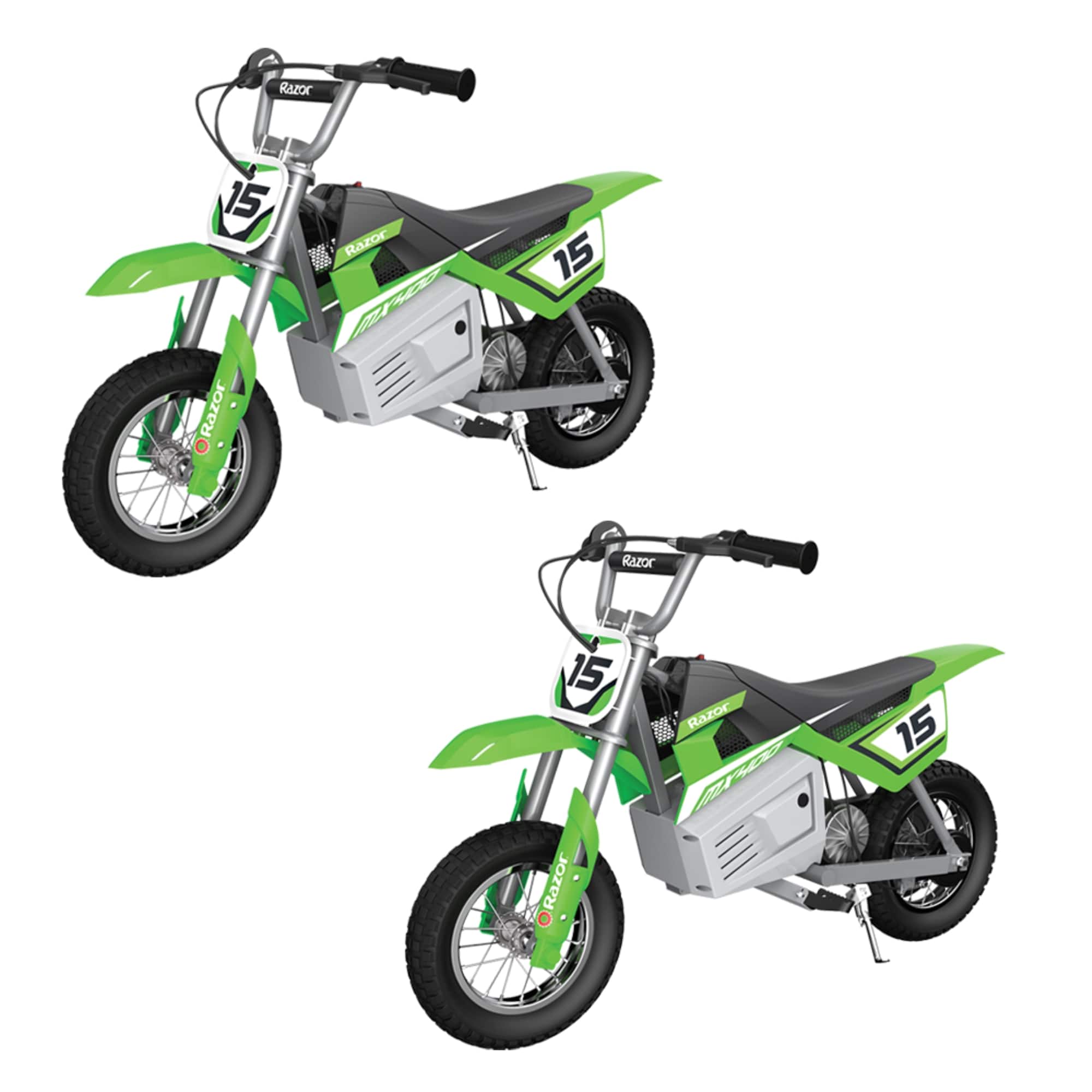 Razor - MX400 Dirt Rocket 24V Electric Toy Motocross Dirt Bike (2 Pack) - Green