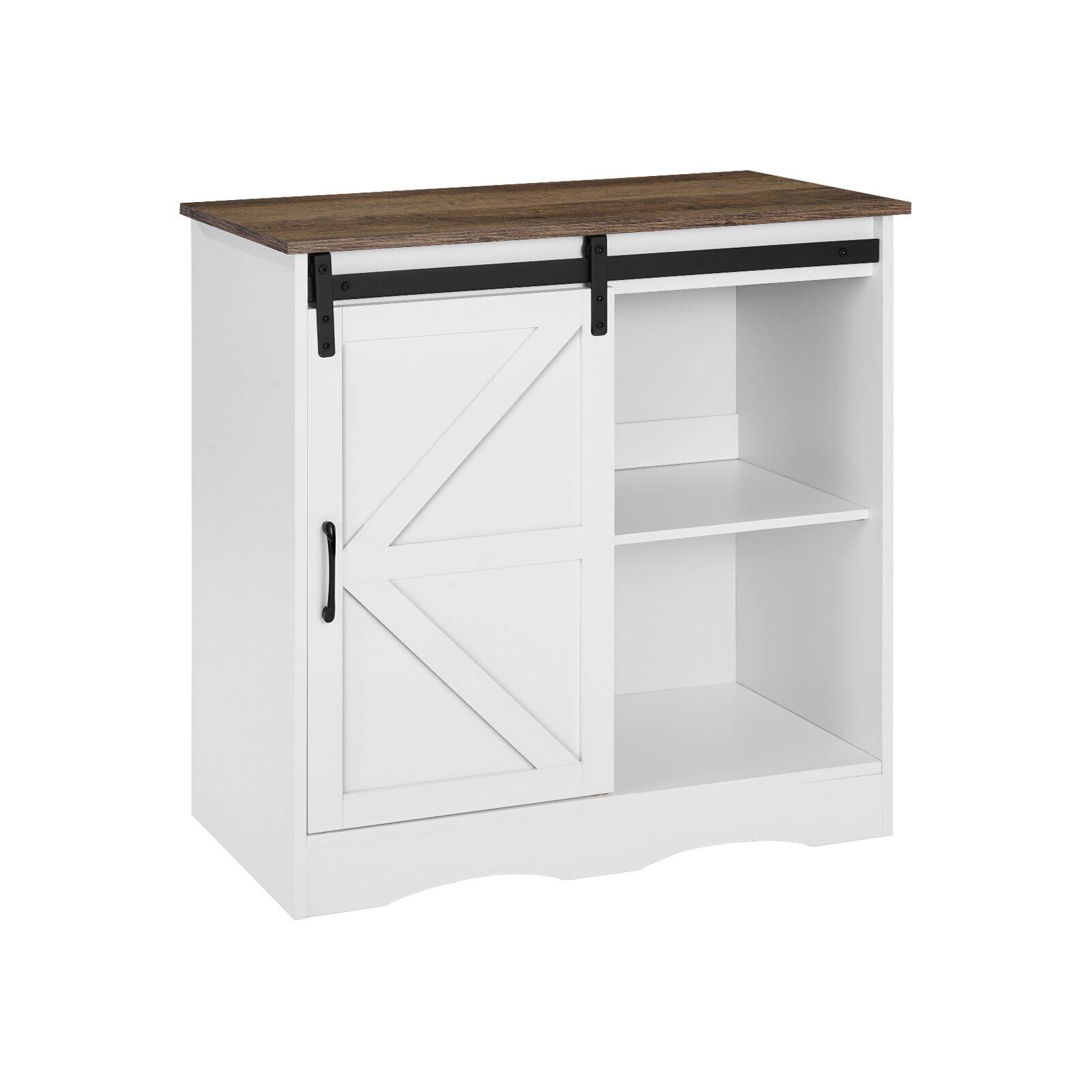 Alt View 5. VEVOR - Coffee Bar Cabinet, 31.5 x 13.8 x 31.5 in Farmhouse Coffee Bar Cabinet with 3-Tier Storage, Coffee Bar Table - Brown + White.
