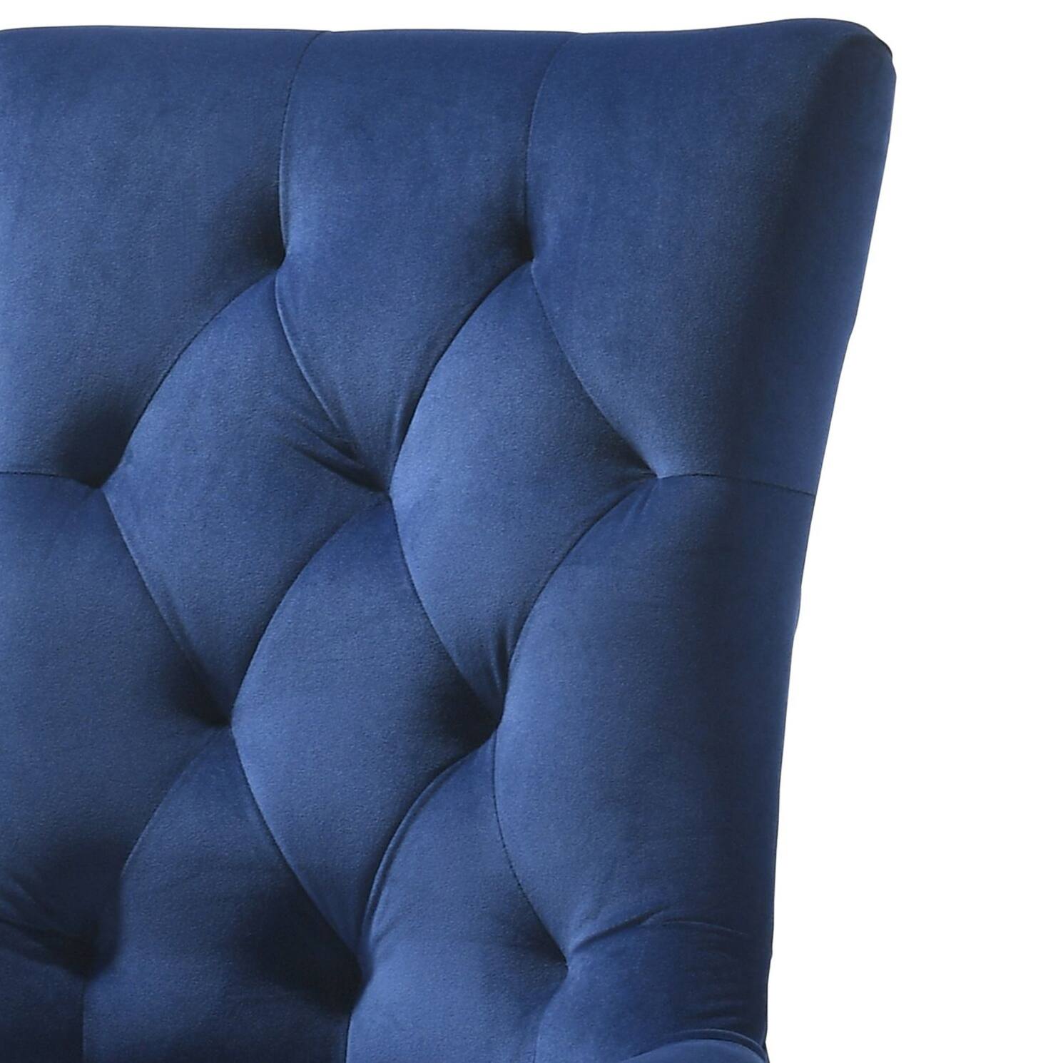 Left. Lirago - 24 Inch Side Chairs Set of 2 Velvet Upholstery Weathered Oak Finish Elegant Comfortable Seating - Blue.