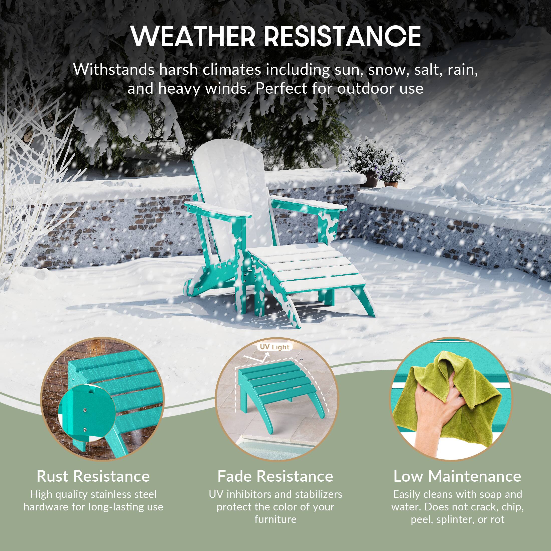 WestinTrends Malibu Outdoor folding ottoman for Adirondack chair ...