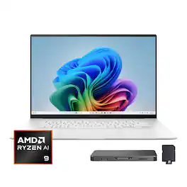 ASUS - Zenbook S 16 16" 3K Touchscreen Laptop,Ryzen AI 9 365,24GB RAM,4TB SSD+1TB Dock Set,Backlit,Win 11 Pro - White