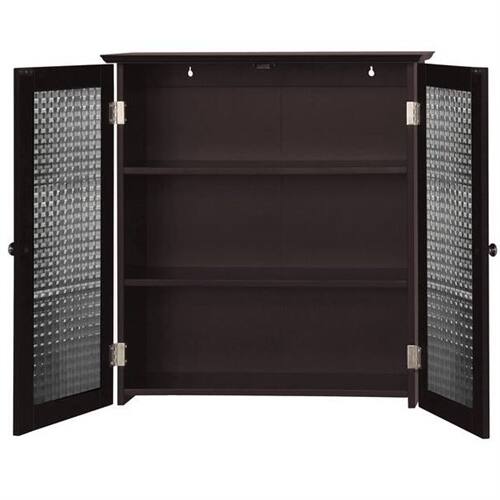 Left. SlickBlue - Two Glass Doors Bathroom Wall Cabinet with Convenient Storage - White.