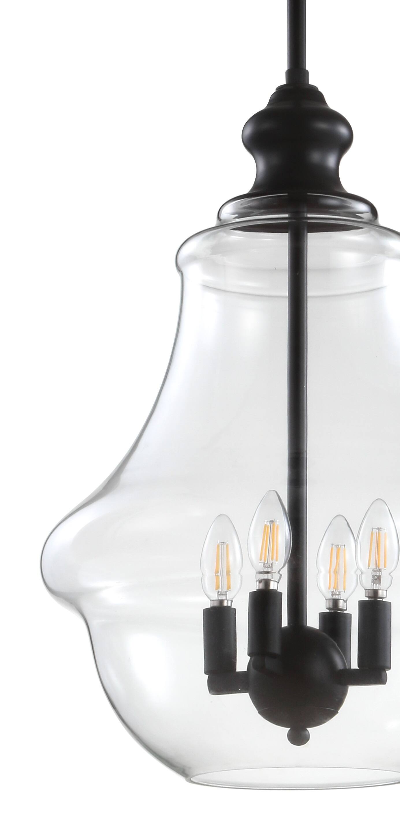 Alt View 3. Jonathan Y - Adam 16" Adjustable Metal/Glass LED Pendant, Oil Rubbed Bronze - Oil Rubbed Bronze.