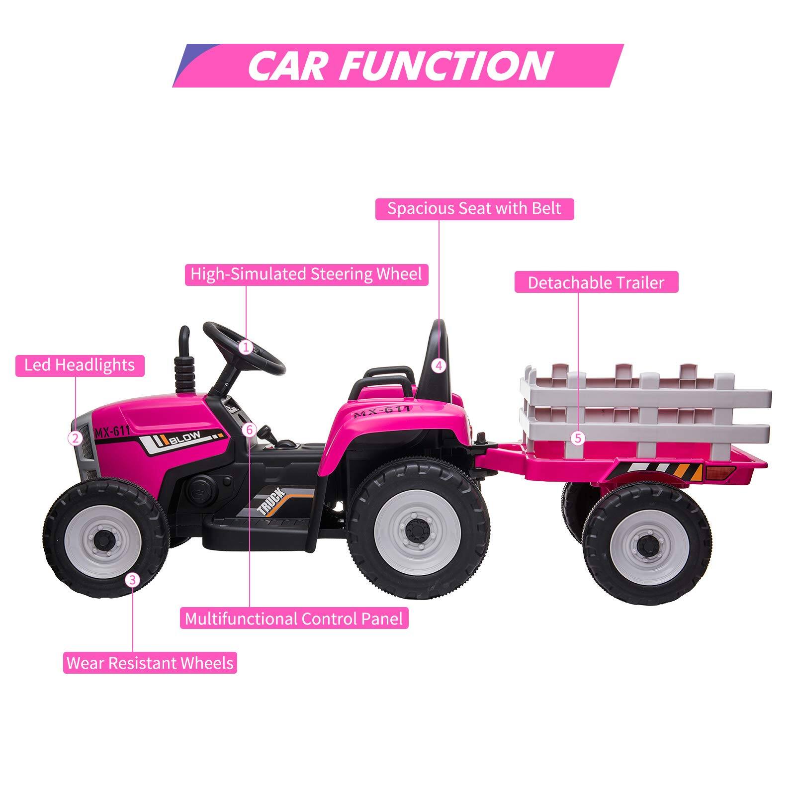CAR FUNCTION

1. Spacious Seat with Belt
2. High-Simulated Steering Wheel
3. Led Headlights
4. Detachable Trailer
5. Multifunctional Control Panel
6. Wear Resistant Wheels

Model: MX-611 EXL BLOW 6 201T MX D11 5 TRUCK