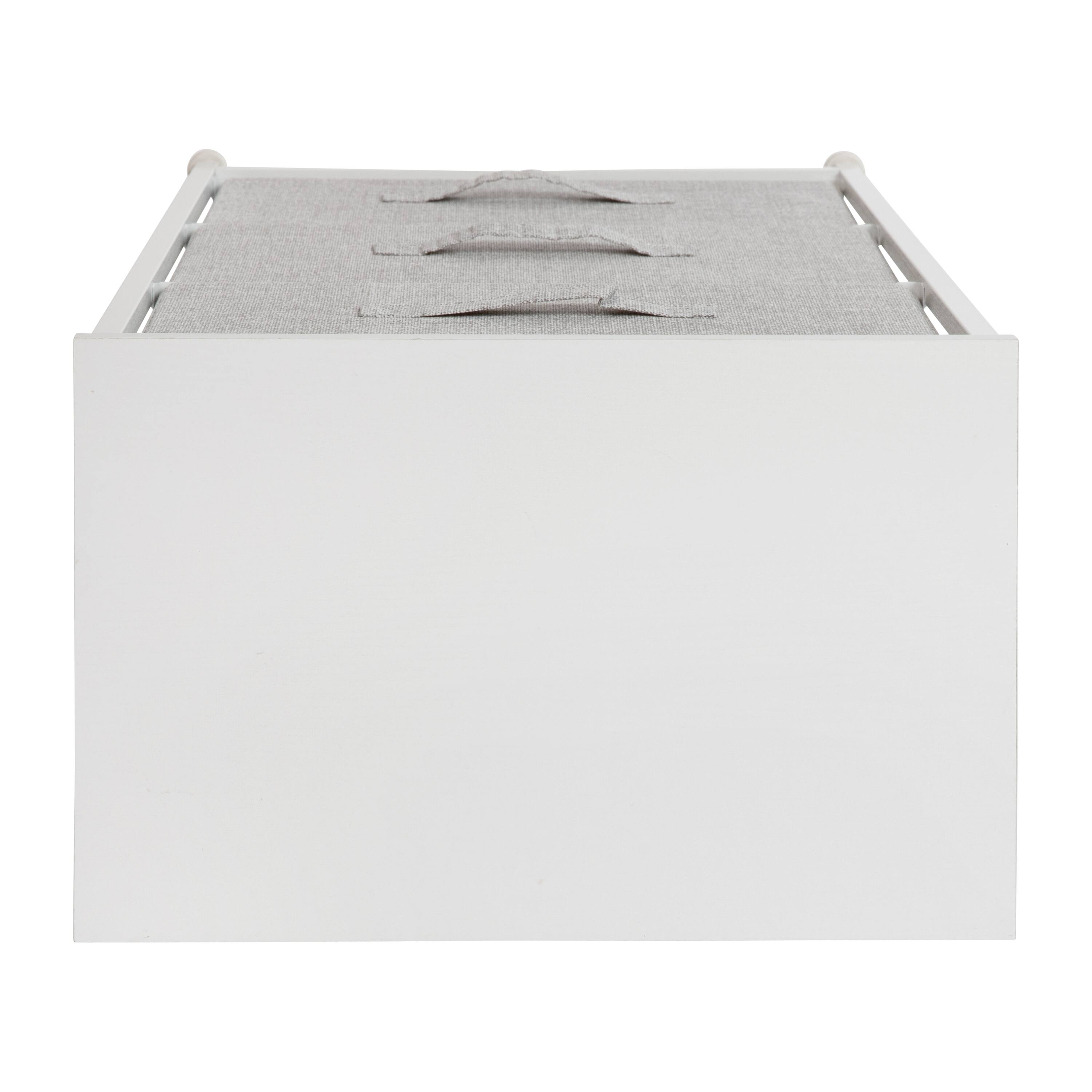 Alt View 8. Emma + Oliver - 3 Drawer Vertical Storage Dresser with Wood Top & Fabric Pull Drawers - Gray Drawers/White Frame.