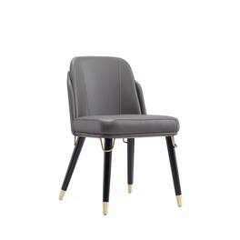 Manhattan Comfort - Estelle Modern Wood Vegan Leather Dining Chair - Graphite
