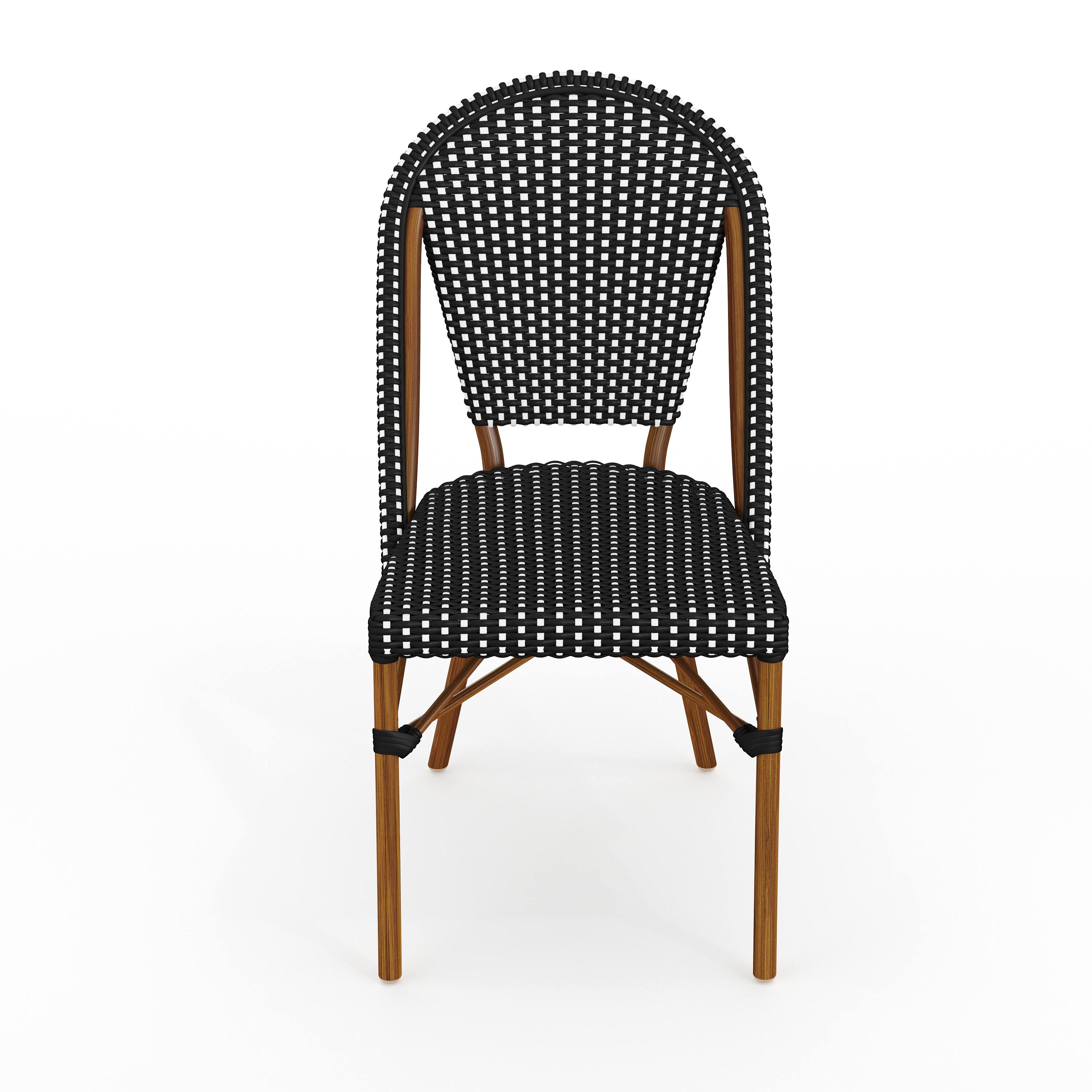 Alt View 9. Martha Stewart - Lily Pond All Weather Woven Bistro Table and Chairs Set with Aluminum Frames - Black & White/Natural Frame.