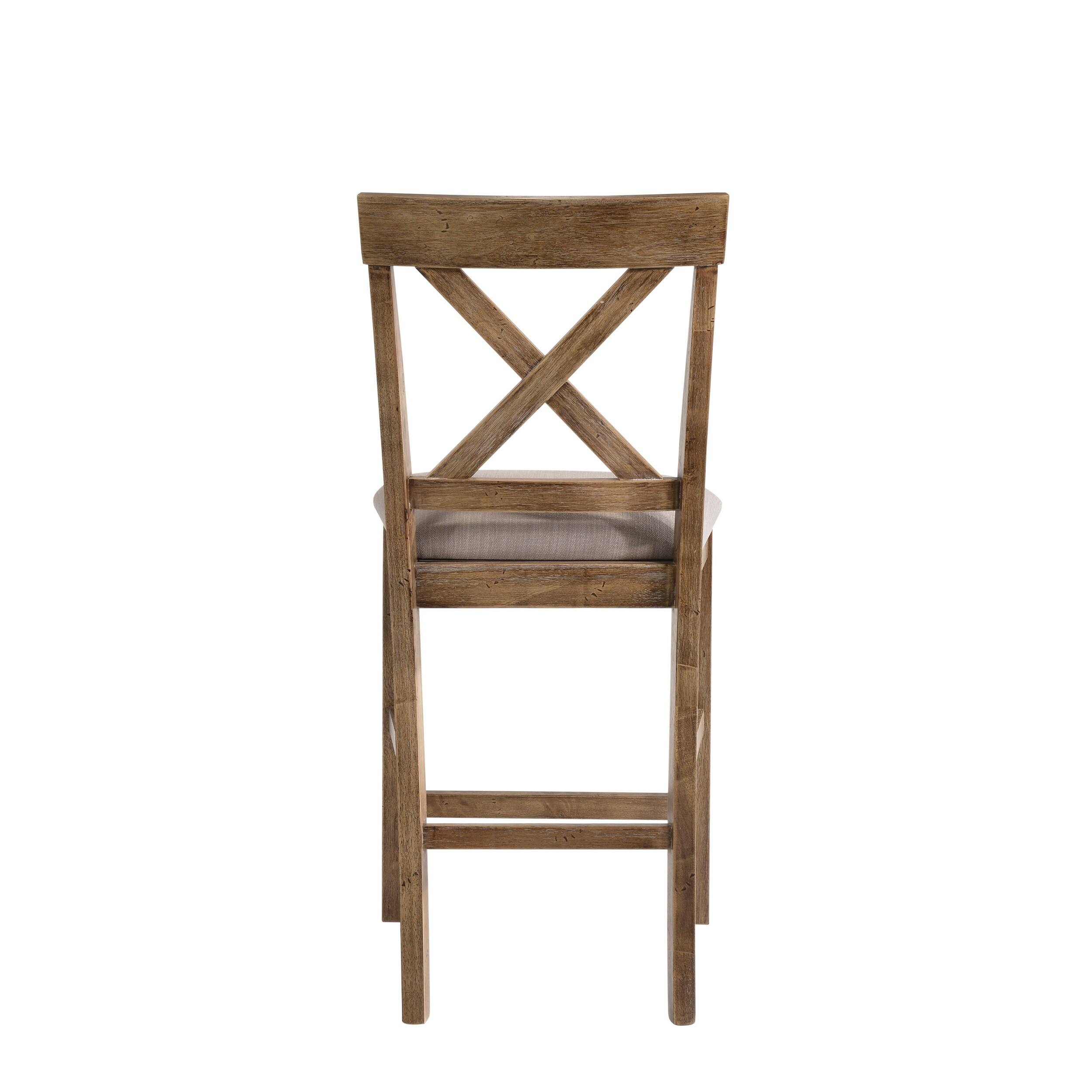 Alt View 3. Manhattan Lane - Fabric Upholstered Wooden Counter Height Chair,Set of 2 - Brown and Gray.