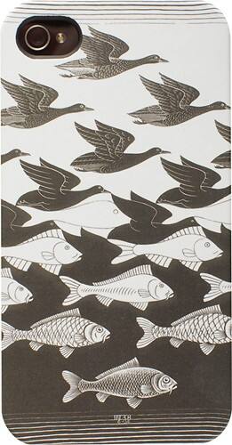 Front Standard. LuxMobile - <i>Sky and Water</i> by M. C. Escher Snap-On Case for Apple® iPhone® 4 and 4S - Black/White.