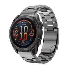 StrapsCo - Vented Titanium Bracelet QuickFit 26 Metal Watch Band Strap For Garmin Fenix 8 & 8 Pro – 51mm - Gunmetal