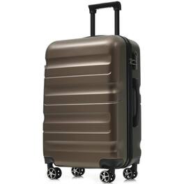 BreeBe - 28-Inch Hardshell ABS Checked Luggage, Lightweight Suitcase with Spinner Wheels for Travel - Brown
