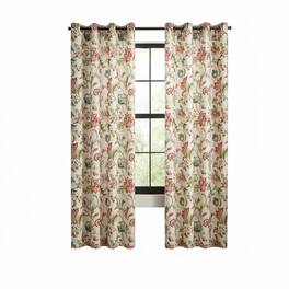Ellis Curtain - ELLIS 100% Polyester Brissac Colrful Jacobean Pattern Grommet Panel Lined 50" x 84" - Red
